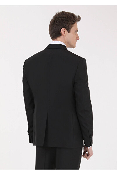 Ramsey Black Double-breasted Collar Woven Tuxedo Suit - Modern Fit