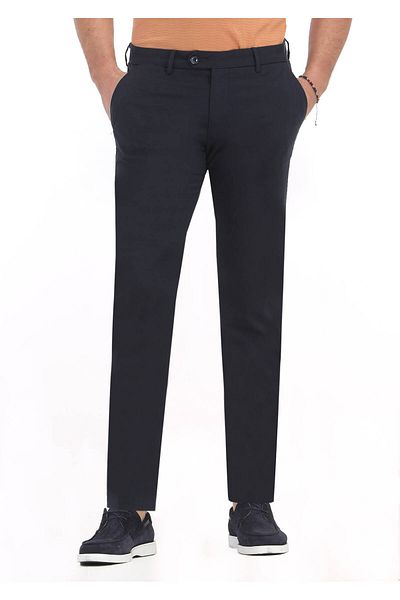 Ramsey Μπλε Navy Straight Woven Slim Fit Casual Παντελόνι