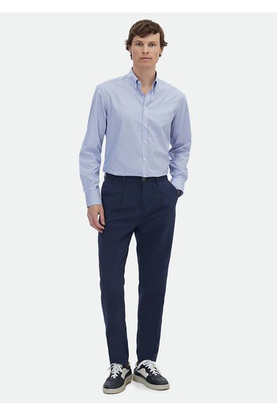 Ramsey Παντελόνι Jogging Fit Casual με υφαντό μπλε ναυτικό σχέδιο