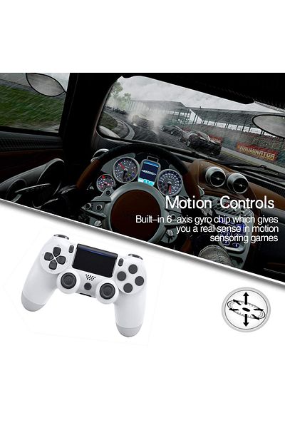FlashHawk Bluetooth Wireless Game Controller for PS4/PC/iOS/Android with Dual Vibration,Headphone Jack - White