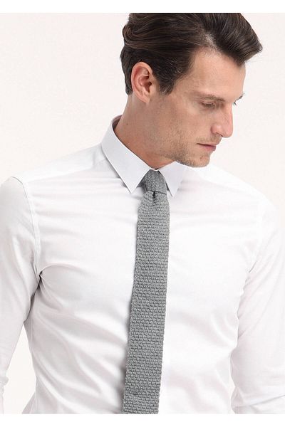 Ramsey Λευκό Απλό Πουκάμισο Super Slim Fit Κλασικό 100% βαμβάκι