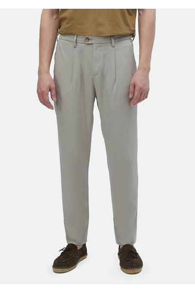 Ramsey Μπεζ κανονική εφαρμογή casual παντελόνι - Απλό ύφανση
