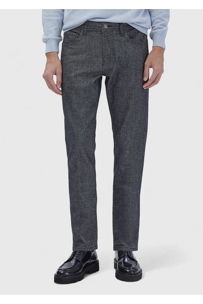 Ramsey Anthracite Plain Woven Slim Fit Casual Παντελόνι από Βαμβακερό Μείγμα