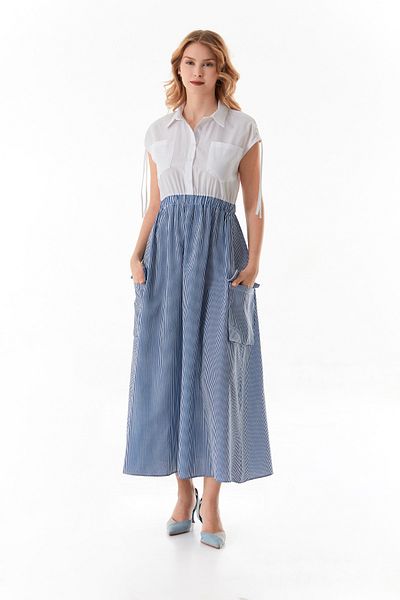 Fulla Moda Ριγέ φόρεμα με μαζεμένο πουκάμισο