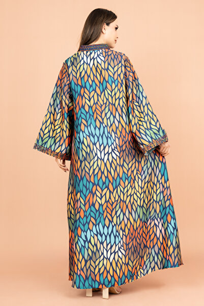 IKKXA Mandarin Collar Embroidered Jalabiya