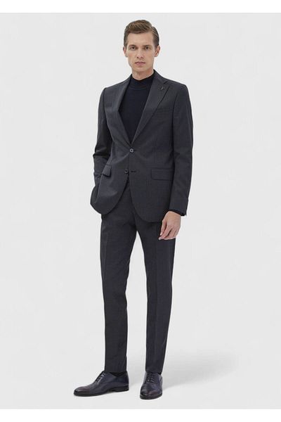 Ramsey Anthracite Striped Thin&Taller Slim Fit 100% Wool Suit