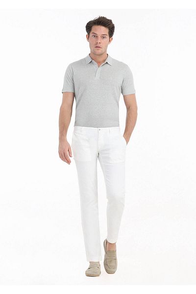 Ramsey Ecru Slim Fit Cotton Blend - Casual Παντελόνι