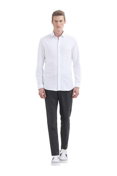 Ramsey Casual White Slim Fit 100% βαμβακερό πουκάμισο
