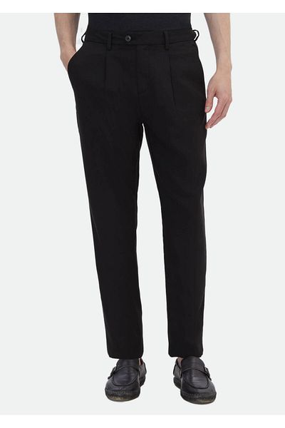 Ramsey Μαύρο Casual Παντελόνι Regular Fit - Απλό ύφανση