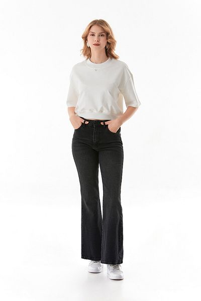 Fulla Moda Tricou cu guler vertical cu nervuri cu detaliu inimă
