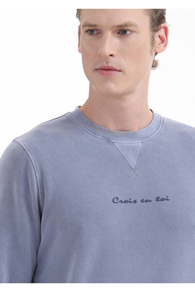 Ramsey Lila Bisiklet Yaka Baskılı Sweatshırt