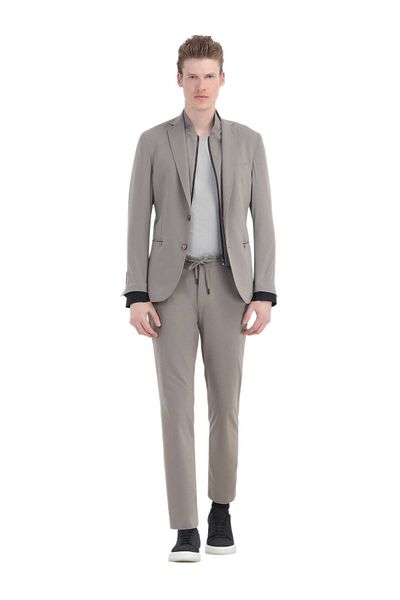 Ramsey Μπεζ Comfort Fit Πλεκτό κοστούμι
