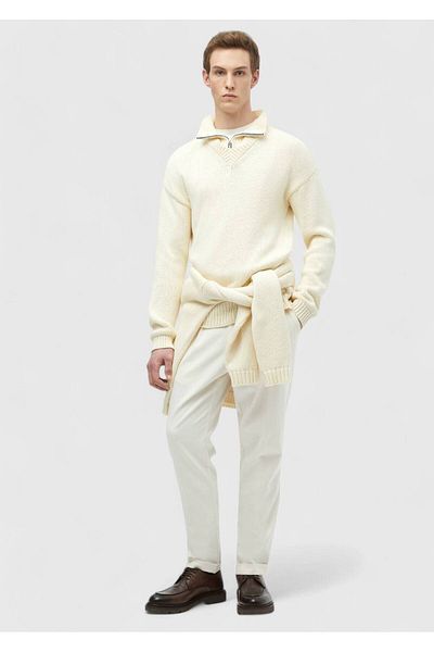 Ramsey Ecru Thessaloniki Half Turtleneck 100% βαμβακερό πλεκτό