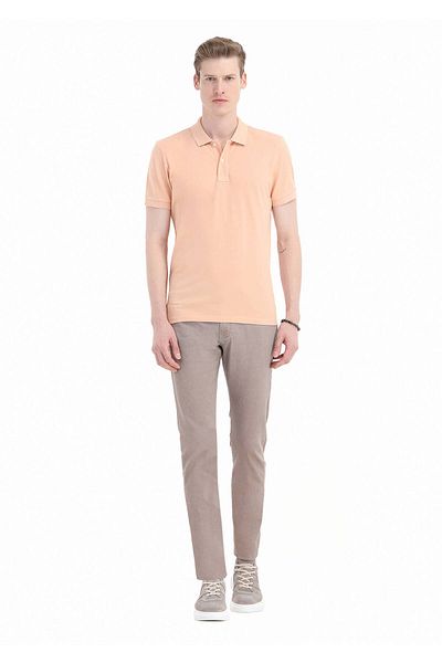 Ramsey Μπλουζάκι Polo Neck Orange Printed 100% βαμβάκι