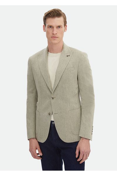 Ramsey Ζακέτα Zeroweight Slim Fit με Μίγμα Βαμβακιού Χακί