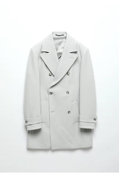Ramsey Gray Woven Double Breasted Coat