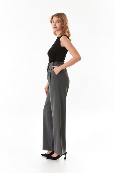 Fulla Moda Lace-Up Waist Button Pocket Palazzo Trousers
