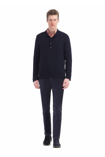 Ramsey Navy Blue Polo Neck - Πλεκτά μείγμα από μαλλί Θεσσαλονίκης