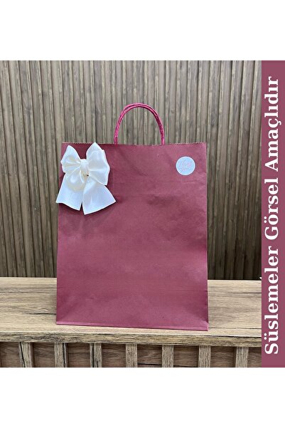 GİZPAK Kraft Burgu Saplı Çanta Esmer Bordo 25x31x12cm 50 ADET