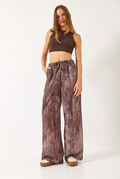 Bianco Lucci Women's Contrast Transition Pocket Detailed Wide Leg Trousers 60440-2 60271056