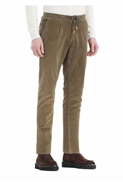 Ramsey Παντελόνι Jogging Fit με υφαντό χακί, βελούδινο, καθημερινό βαμβακερό μείγμα