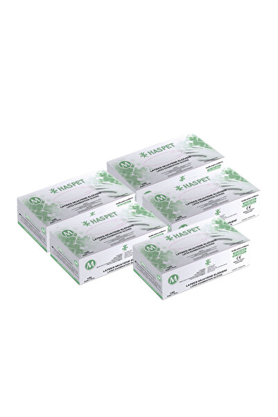 Has-Pet قفازات فحص هاسبيت لاتكس 100 قطعة M مقاس متوسط ​​خالي من البودرة أبيض ...