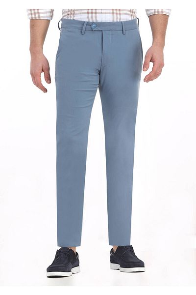 Ramsey Σκούρο μπλε ίσιο υφαντό casual παντελόνι με λεπτή εφαρμογή