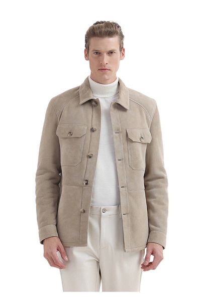 Ramsey Beige Leather Coat