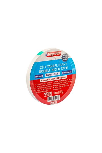 Bigpoint |   Double Sided Hotmelt Tape, 12 mm X 25 M, Ideal for All Surfaces