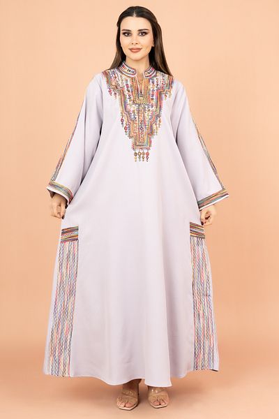 IKKXA Solid Embroidered Jalabiya