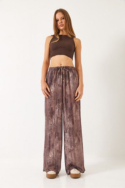 Bianco Lucci Women's Contrast Transition Pocket Detailed Wide Leg Trousers 60440-2 60271056