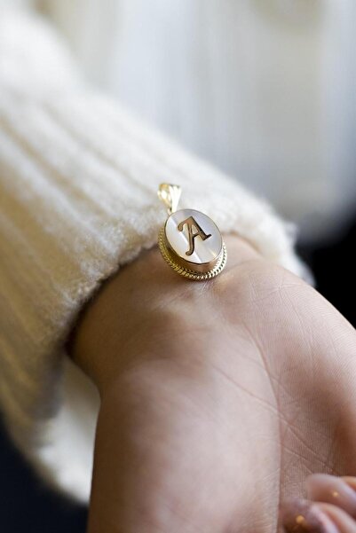 SEMİZ KUYUMCULUK Sedef Harf Altın Kolye Ucu