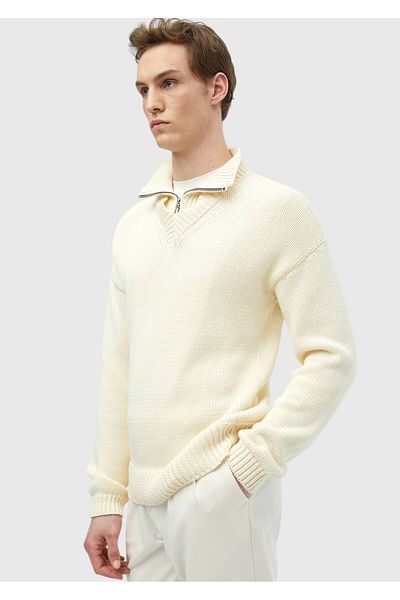 Ramsey Ecru Thessaloniki Half Turtleneck 100% βαμβακερό πλεκτό