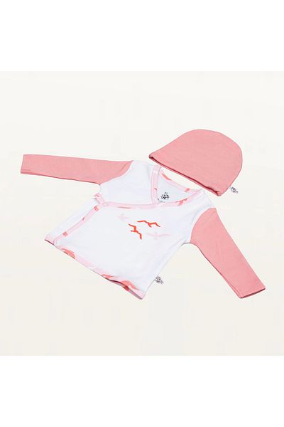 Ecocotton Turna Baby Girl 5-Piece Hospital Discharge Bodysuit Set 100% Organic Cotton Newborn Salmon 0-3 Months