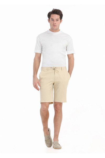 Ramsey Casual κίτρινες ριγέ βαμβακερές βερμούδες Jogging
