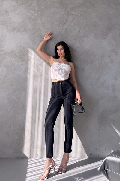 Stil Reyonu Mng Model Front Back Grass Narrow Leg Trousers