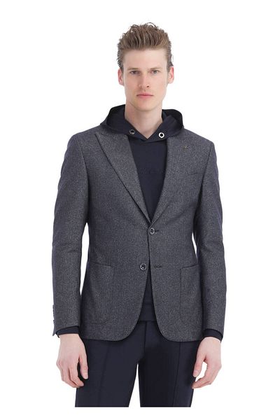 Ramsey Σακάκι Indigo Düz Zeroweight Slim Fit Μάλλινο μείγμα