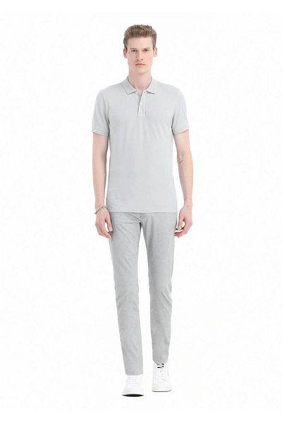 Ramsey Μπλουζάκι Polo Neck Ανοιχτό Γκρι εμπριμέ 100% βαμβάκι