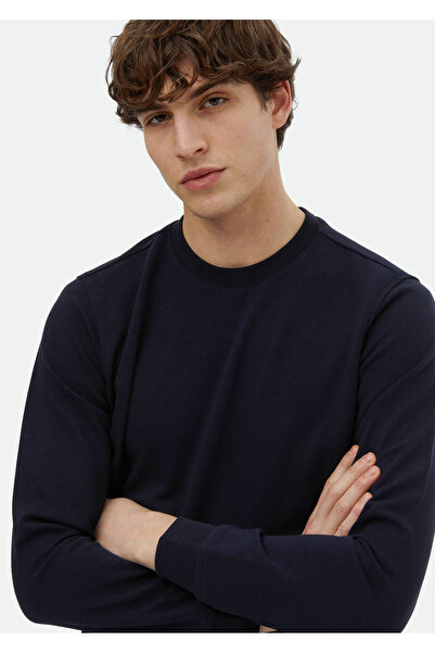 Ramsey Μπλε μονόχρωμο φούτερ με λαιμόκοψη