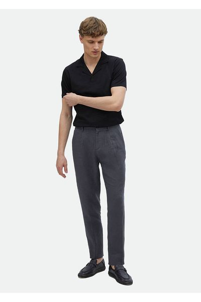 Ramsey Anthracite Casual Jogging Fit 100% Linen Trousers