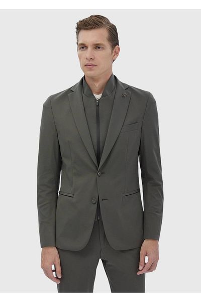 Ramsey Khaki Plain Comfort Fit Knitted Suit