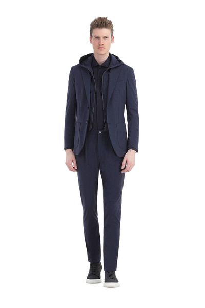 Ramsey Navy Blue Comfort Fit Knitted Suit