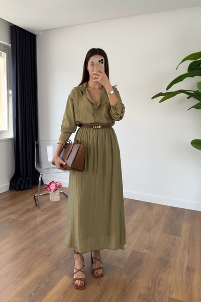 BİRCANÇİL Velanna Khaki Shirt Skirt Set