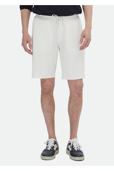 Ramsey Εκρού Casual Βερμούδες - Απλό πλεκτό Jogging Fit
