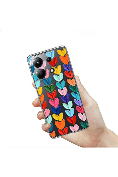 Merwish غطاء حماية شفاف متوافق مع هاتف Redmi Note 13 Pro 4G بنمط قلوب ملونة