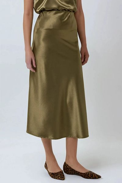 Hiccup High Waist Satin Midi Skirt
