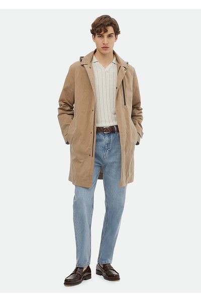 Ramsey Camel Hair Hooded Woven Top Coat - Removable