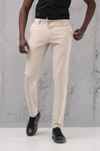 ADVANTE Slimfit Cotton Lycra Jogger Pants with Elastic Waist and Threaded Dobby