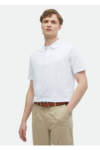 Ramsey Μπλουζάκι Polo Neck Λευκό 100% βαμβάκι