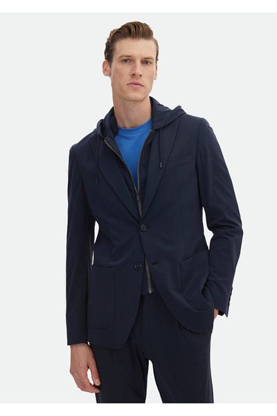 Ramsey Navy Blue Comfort Fit Knitted Suit